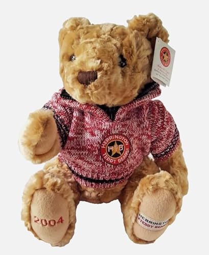 Oxbay 2004 Collectible Holiday Teddy Bear, 16 Inches, Plush Brown Bear with Red Knit Sweater, Vintage Limited Edition