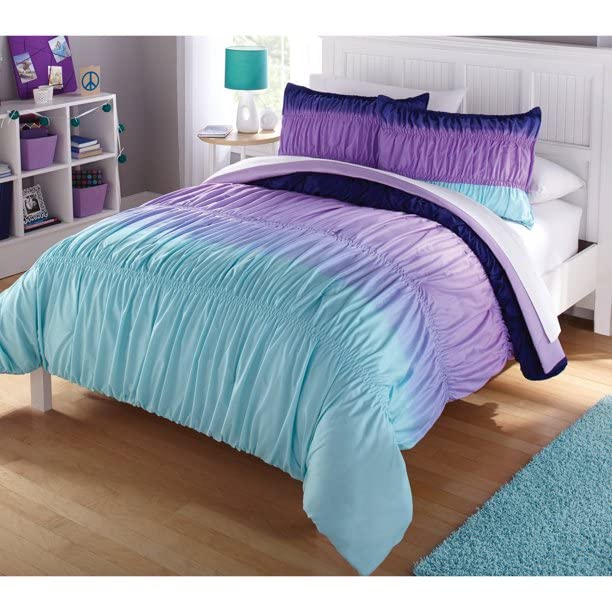 Image of Heritage Kids Ombre Ruched Comforter Set, Full /Queen, Purple