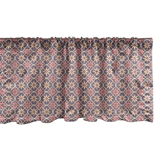 ABAKUHAUS Geometrisch Plattenschürze 2er Pack, Blumengesteck orientalische orientalische Motive Vintage Palette, Vorhang Volant für Dekor mit Stangentasche, 107 cm x 45 cm, Blasse Orange Mauve Coral