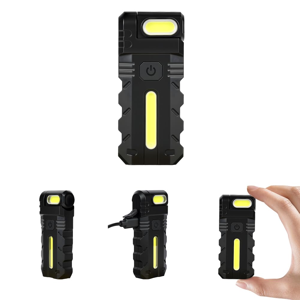 Aolso Rechargeable Torch, 500 Lumens Super Bright EDC Small Torch with Magnetic Base, 180° Rotatable Flashlight, USB-C, Pocket Flashlight for Headlamp Use, Rescue, Camping[Energy Class A]
