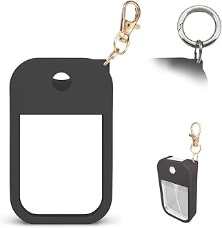 1 PC Soft Silicone Case for Touchland Power Mist (1FL. OZ./30 mL), Protective and Stylish Case with Keychain Compatible with Touchland Hand Sanitizer Spray (Black)