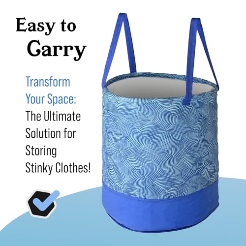 Image of Urbane Home Pack of 2 Foldable 45L Toys Organizer for Kids Room - Soft Toys Storage Bag /Basket /Container with Handles | Wavy Pattern -Blue