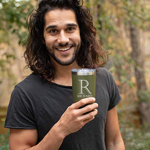 Personalized Tumbler With Engraved Name - 12 Designs, 20 Oz Coffee Tumbler With Slider Lid, Red, Double Wall Insulated - Christmas Gift For Women, Mom, Personalized Birthday Gift For Her #TOP6