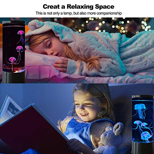 Jellyfish Lava Lamp Multi-Color Changing Aquarium Night Light With 5 Glowing Jellyfish Electric Tank Mood Light Home Office Room Desk Decor Lamp Gift For Kids Men Women For Christmas Birthday #TOP4