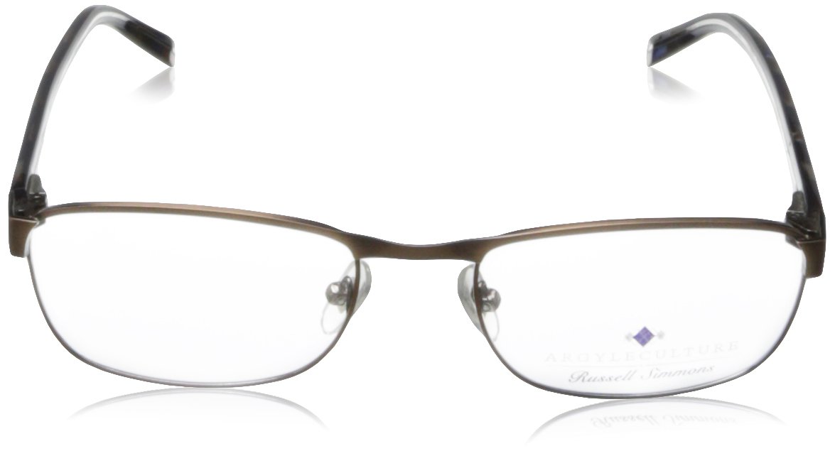 Argyleculture Men's Thelonius Rectangular Prescription Eyeglass Frames, Antique Brown, 55 mm