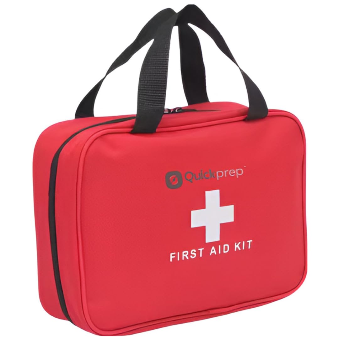 Kit First Aid 210 Pieces – Kit di emergenza compatto e portatile, impermeabile e durevole, include la scatola di emergenza e la cura bruciata – per casa, auto, viaggi e attività all'aperto QuickPrep