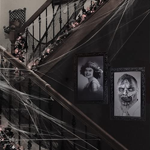 Ch Haicheng 4 Pack Halloween Wall Decor 3D Changing Face Scary Photo Frame Halloween Picture Decorations, Scary Halloween Decorations Indoor 10" X 15" #TOP5