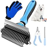 EDECOR Cepillo para Perros y Gatos, 2 en 1 Deslanador para Perro, Cepillo para Mascotas Quita Pelo, Peine Rastrillo para...