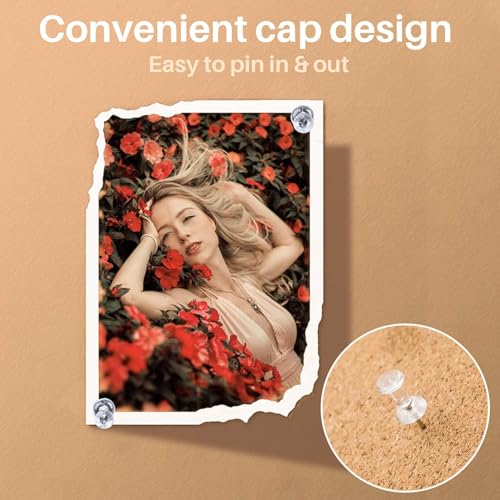 MAQIHAN 400 peças de pinos - tachinhas de polegar tachinhas transparentes para polegar, cabeça de pl