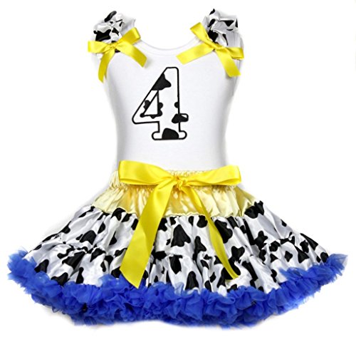 Camisa de vaquera 4 cumpleaños evita rozaduras falda azul de vaca cómoda niña