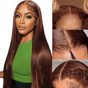 FTQZKEY 20 Inch Chocolate Brown Lace Front Wig, 13×4 Brown Straight Wigs, Human Hair