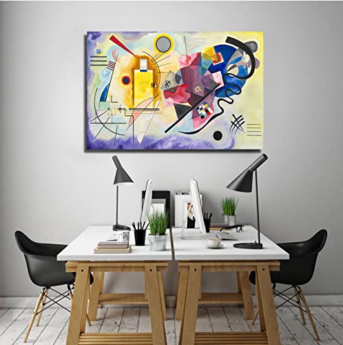 Impression Kandinsky Jaune Rouge Bleu de Haute Qualité sur Canvas - 3