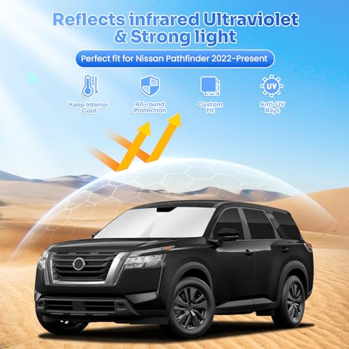 Image of Canvcle Window Shades for 2022-2025 2026 Nissan Pathfinder Accessories Windshield Sun Shade Side Rear Window Cover Sunshade Sun Visor Shield Privacy Protection for Camping Keep Vehicle Cool Black 8PCS