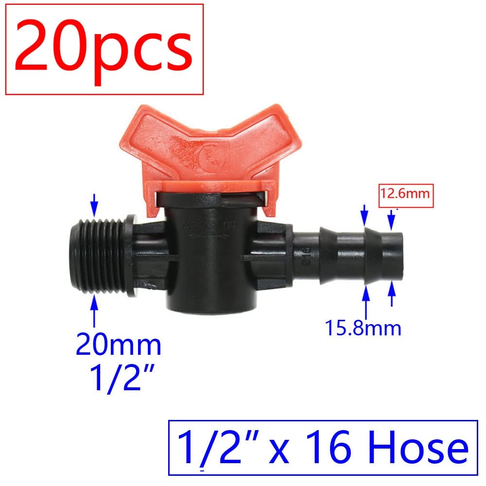 Adapter do węża ogrodowego 20 sztuk zaworu nawadniającego kropelkowego 4/7 3/8/10/12/16/20/25 mm rura kran ogrodowy 1/2" 3/4" męska rura wodna złącze Barb (kolor: N)