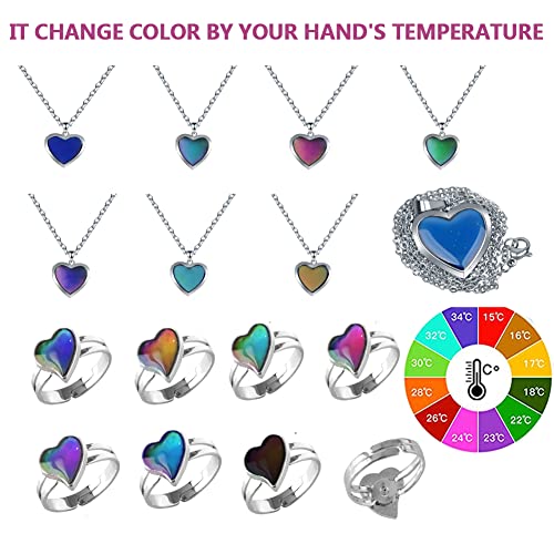 Mood Necklace Love Heart Change Color Emotional Feeling Adjustable Size Mood Rings 3pcs (3 pcs)3