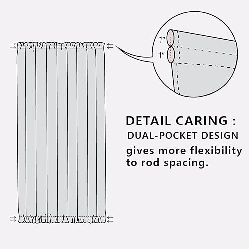 Miniatura 6 de NICETOWN Cortinas de puerta con luz lateral de 40 pulgadas de largo, textura de lino de privacidad, paneles de cortina de puerta francesa