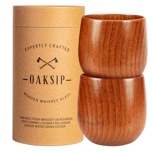 Oaksip The Original Wooden Bourbon Drinking Glass Bourbon Gifts for Men