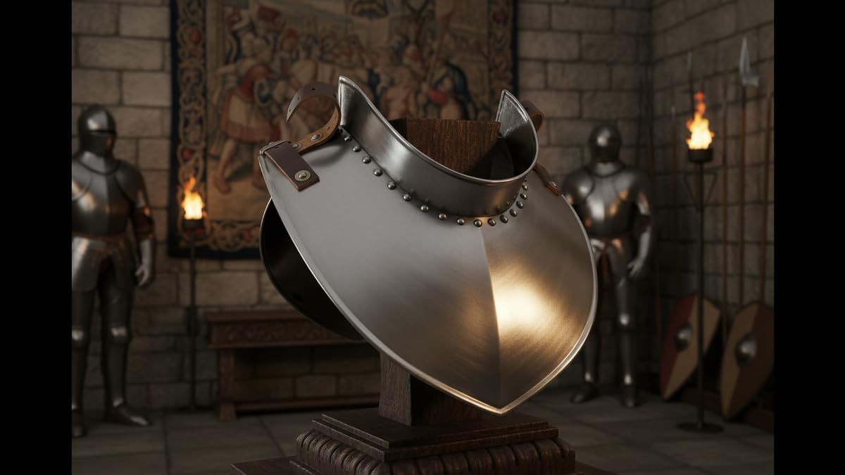 THOR INSTRUMENTS Medieval Armour Renaissance Standing Collar Steel Gorget Lether Strap Rustic Vintage Home Decor Gifts