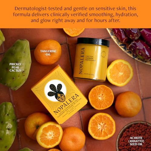 Image of Mandarina Cactus Flower Exfoliant - Face & Body Scrub, 3-in-1 Cleanser, & Moisturizer, Vegan, Cruelty-Free, Natural Citrus Scent, Dye Free, 6 oz. | Body Exfoliator | 3 In 1 Cleanser & Moisturizer | Face Scrub | Natural Citrus Scent | Prickly Pear Oil