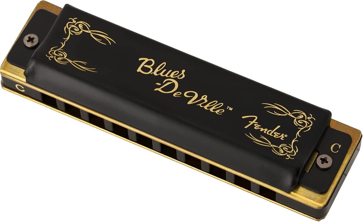 Fender Blues Deville Harmonica  Key of C  Bright and Bold Tone  Phosphor Bronze Reeds  Protective Case Included