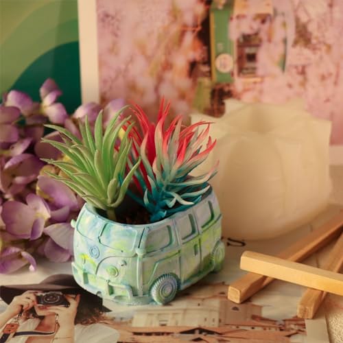 Molde Silicone Criativo Para Vasos Flores Moldes Para Plantadores Carro Ônibus Suculentas Molde Para