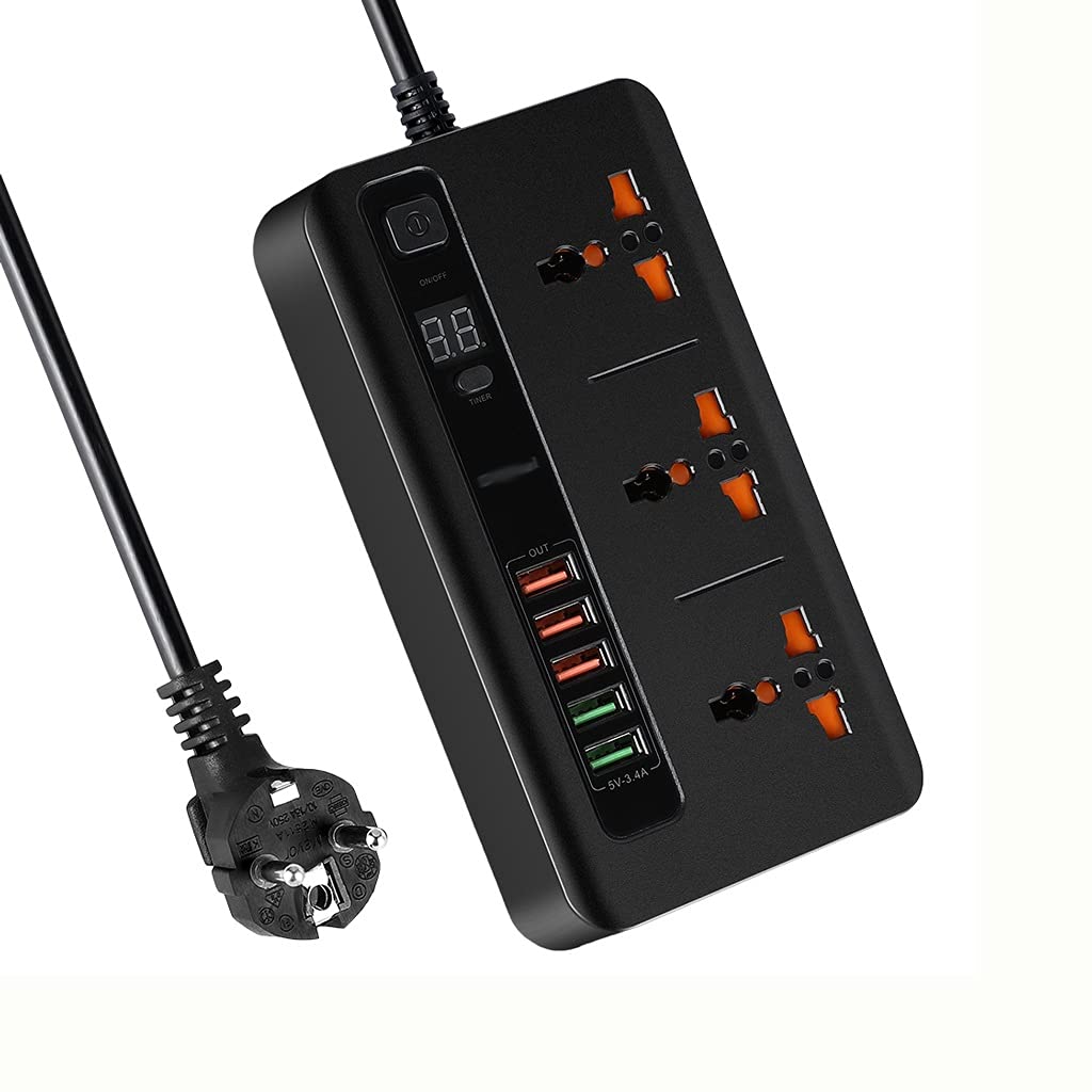 UK EU Plugs Home Extension Power Outlet with Switch Smart Timing 5V 3 4A 5 Port Charger 3 — view 3