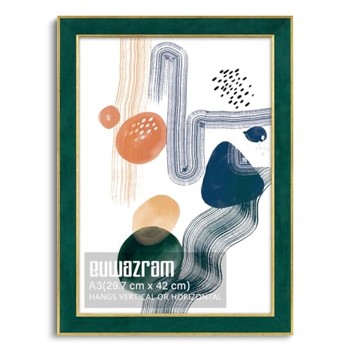 euwazram Suede A3 Frame - Single Frame Elegant Green 11.69x16.54 inch Picture Frame A3 Poster Frame for Artwork Puzzles Photos Movie Posters and Wall Display