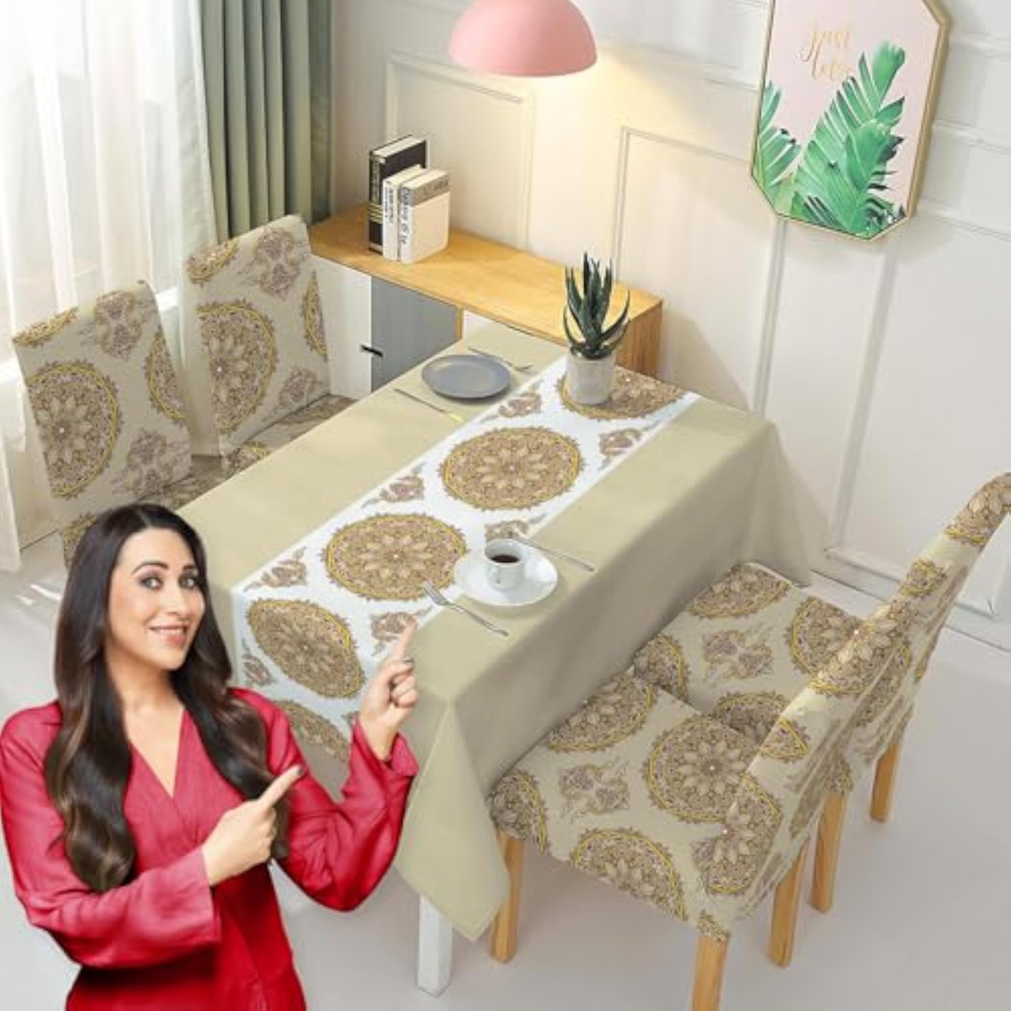 Dining Chair Cover Set of 4 with Table Cloth