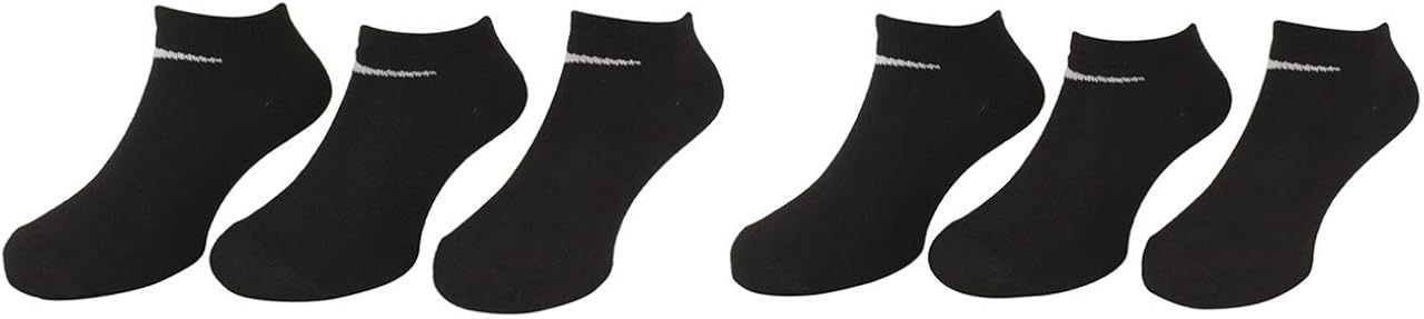 Nike Calcetines invisibles para niños y jóvenes, color negro, 6 pares