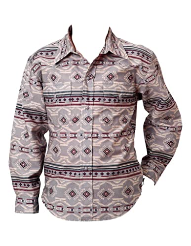 BOYS LONG SLEEVE SNAP BLANKET AZTEC PRINT WESTERN SHIRT