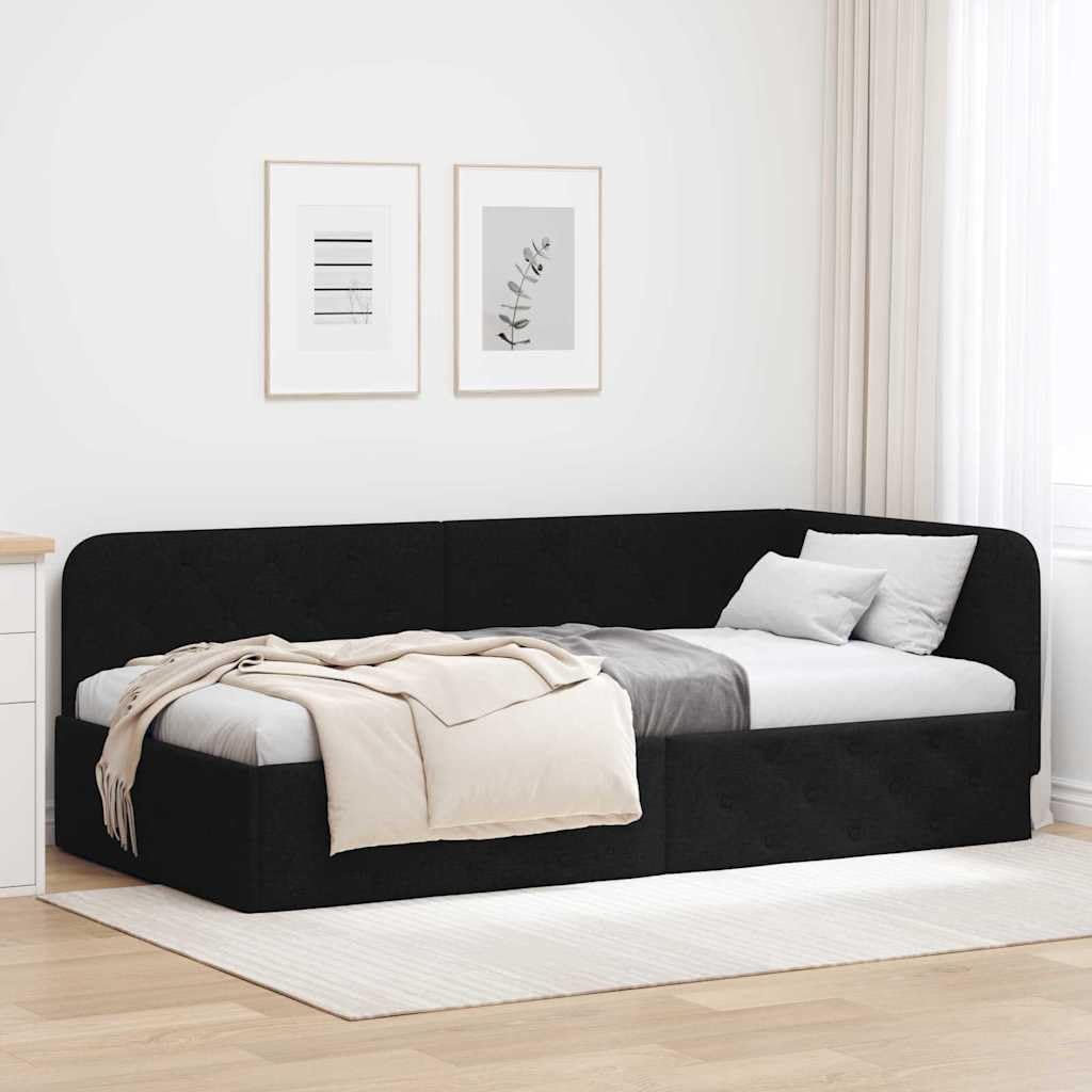 Metalowa malowana proszkowo do sypialni 140x200 czarny | Rama łóżka metalowa 140x200 z listwami, wytrzymała rama łóżka do sypialni, malowana proszkowo czarna