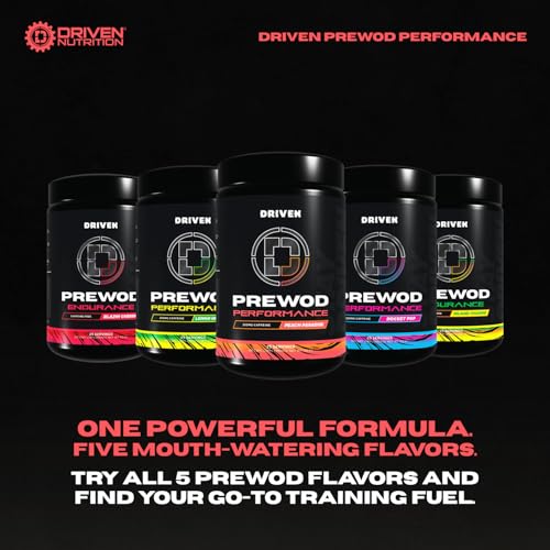 Image of Driven Nutrition PREWOD Energy Drink Powder, 25 Servings - Pre-Workout Supplement with Boosts Energy, Focus, Strength, & Endurance for High-Intensity Training (Peach Paradise)