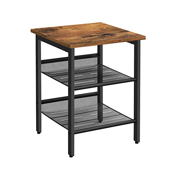 VASAGLE Side Table, Nightstand, End Table with 2 Adjustable Mesh Shelve