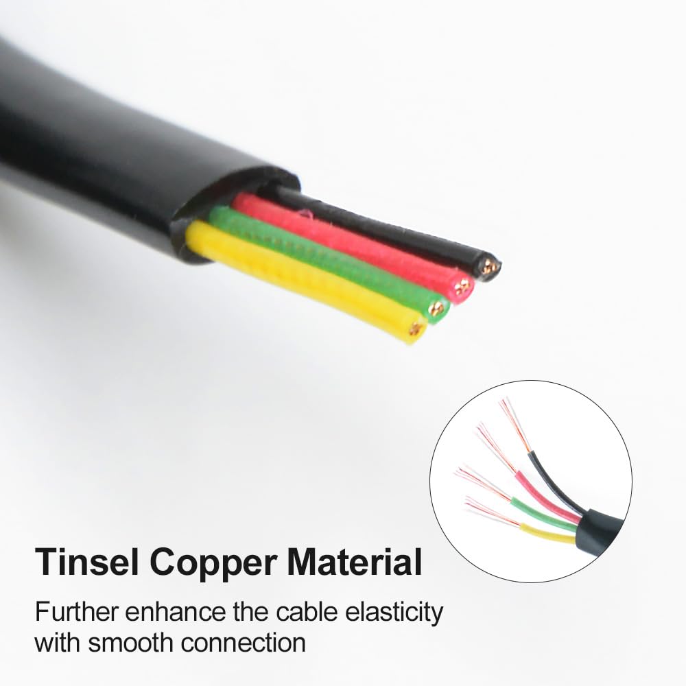 Cables de teléfono sin enrollar de 6.5 pies (enrollados de 1 pie) con conectores RJ9 4P4C para teléfono fijo, rojo, paquete de 2, compatibles universalmente, AV04904