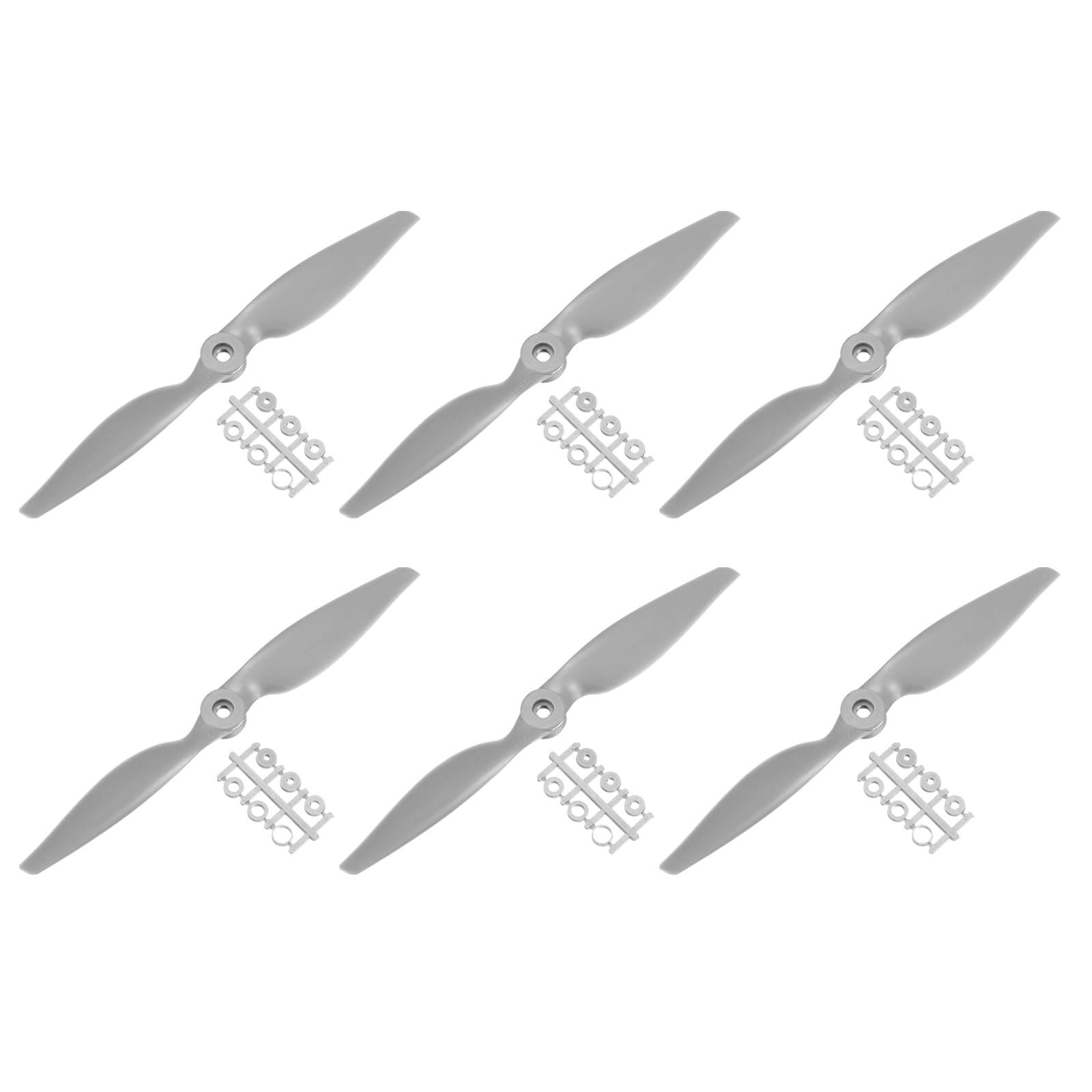 MECCANIXITY 6Pcs 9x6 Inch Propeller RC Propellers 2-Vane Blades Props Gray with Adapter Rings for RC Airplane Aircraft Prop Replacement