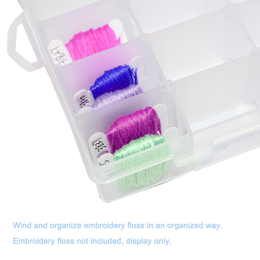 4 Sets Stickerei-Organizer-Box-Set, 100 Stück Kunststoff-Garnspulen, Stickgarn-Organizer und Blanko-Aufkleber für Bastelarbeiten, Nähen, Aufbewahrung