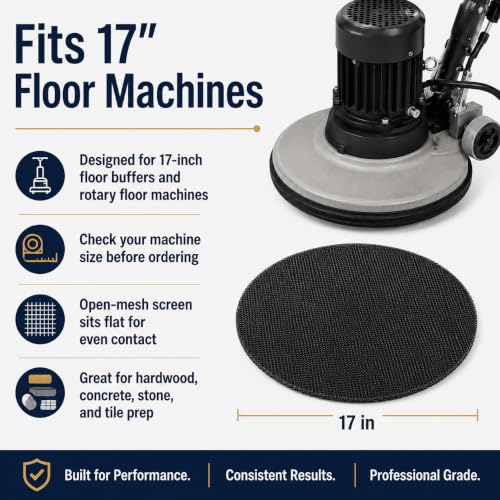 Image of 17 Inch Sanding Screen Discs, 60 Grit for Heavy Stripping, 10 Pack | Double-sided silicon carbide open mesh for coating and wax removal; wet or dry use with compatible 17 in floor machines