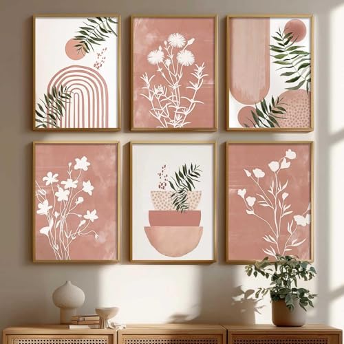 Image of kotart Painting Boho Wall Art Home Decoration Paintings With Frame For Living Room Bed Room Hotel Wall Decor Digital Reprint Set Of 6 (Art-1, 19x25 inch)