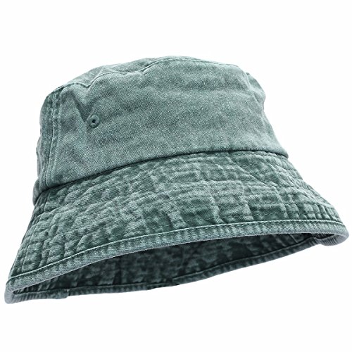 Moonsix Bucket Hats For Men Women,Sun Fishing Hunting Flat Top Casual Outdoor Cap,Washed Style,Green #TOP14