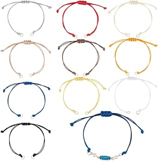 DELORIGIN 50pcs 10Colors DIY Bracelet Half-Finished Jewelry Making Cord Waxed Bracelets Beaded Adjustable Rope Thread with Steel Jump Rings for Jewelry Making Friendship Bracelet