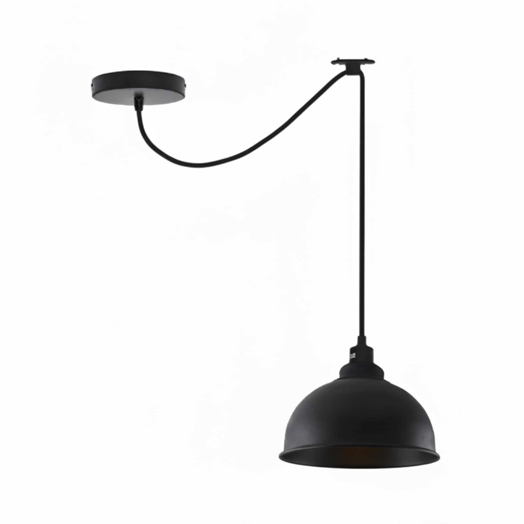 DC VOLTAGE Black Inner Black 21cm Metal Spider Pendant Light E27 Height Adjustable Retro Easy Fit Curvy Light Shade for Living Room Bedroom Bathroom Hallway Balcony Stairs. (One Head Spider Light)