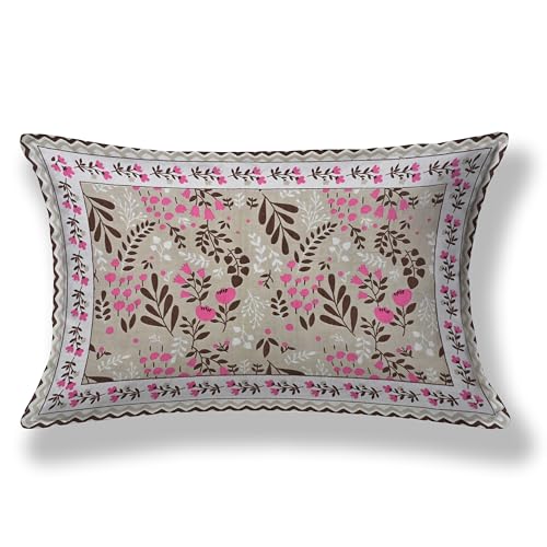 Image of 100% Cotton Single Bedsheet with 1 Pillow Cover | 240 TC Pure Cotton Flat Bed Sheet | Traditional Jaipuri Printed Bedding Set | Soft & Breathable | 60 x 90 Inch (Rangmahal Single 22)