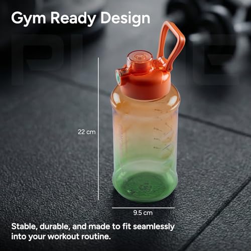 Image of Hundred Pune 1 Litre Water Bottle | 1000ml / 34oz | BPA Free | One Key Open Safety Lock | Spill and Leak Proof Sports, Travel, Gym Bottle (Orange /Green)