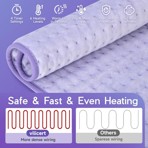 Heating Pad for Period Cramps, Heating Pad for Back/Neck/Shoulder Muscle Pain, 6 Heating & 4 Timer Setting, Auto Shut Off, Dry/Moist Heat & Machine Washable, Birthday Christmas Gifts for Women Mom - Image 3