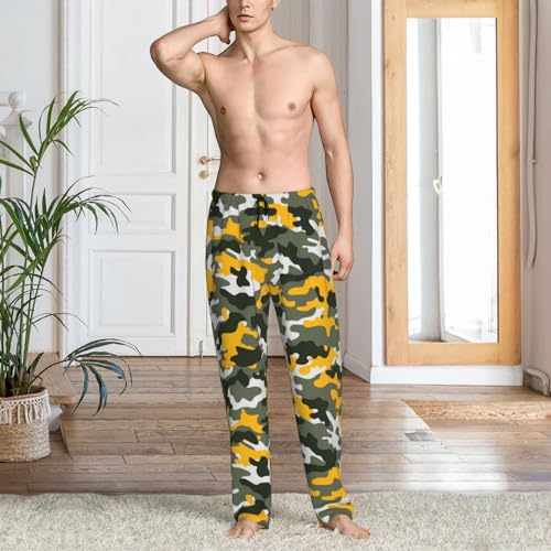 Yellow Green Camouflage Mens Pj Pants,Soft Men Lounge Pants,Mens Pajama Pants Bottoms,Sleep Pants For Men2