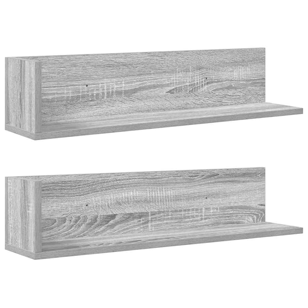 Vidaxl Wall Shelves 2 Pcs Grey Sonoma 75X16.5x16.5 Cm Engineered Wood