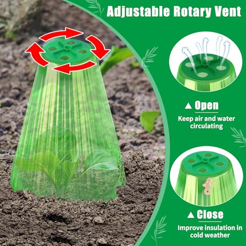 UQM Pacote com 50 cloches de jardim para plantas, protetor de planta de sino reutilizável com tampa
