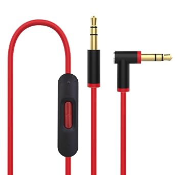 Replacement Solo 4 Cord, Solo 3 Headphone Audio Cable Wire Extension Cord Compatible with Beats Headphones Studio Solo Pro Detox Mixr Executive Pill with in Line Mic and Control Black with red