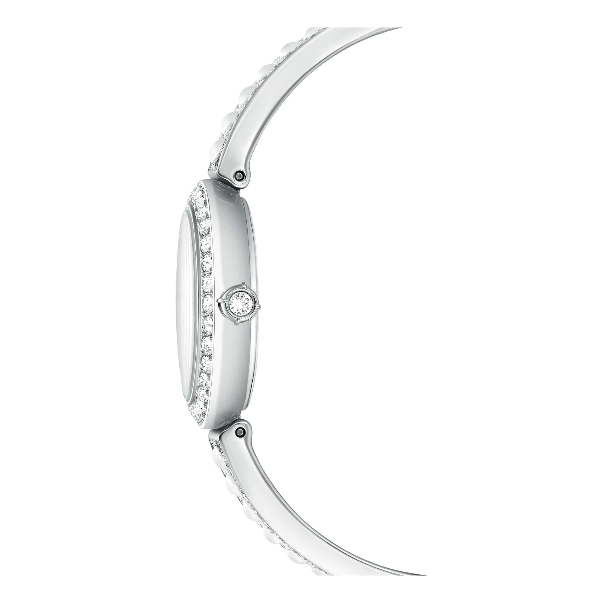 Swarovski Reloj Matrix Pearl Bangle, Fabricado en Suiza, Pulsera de Cristal, Blanco, Acero Inoxidable