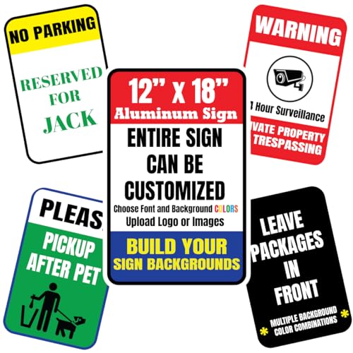Custom Aluminum Sign 18 x 12 Inch, Personalize and Build Background, Vertical Aluminum Sign